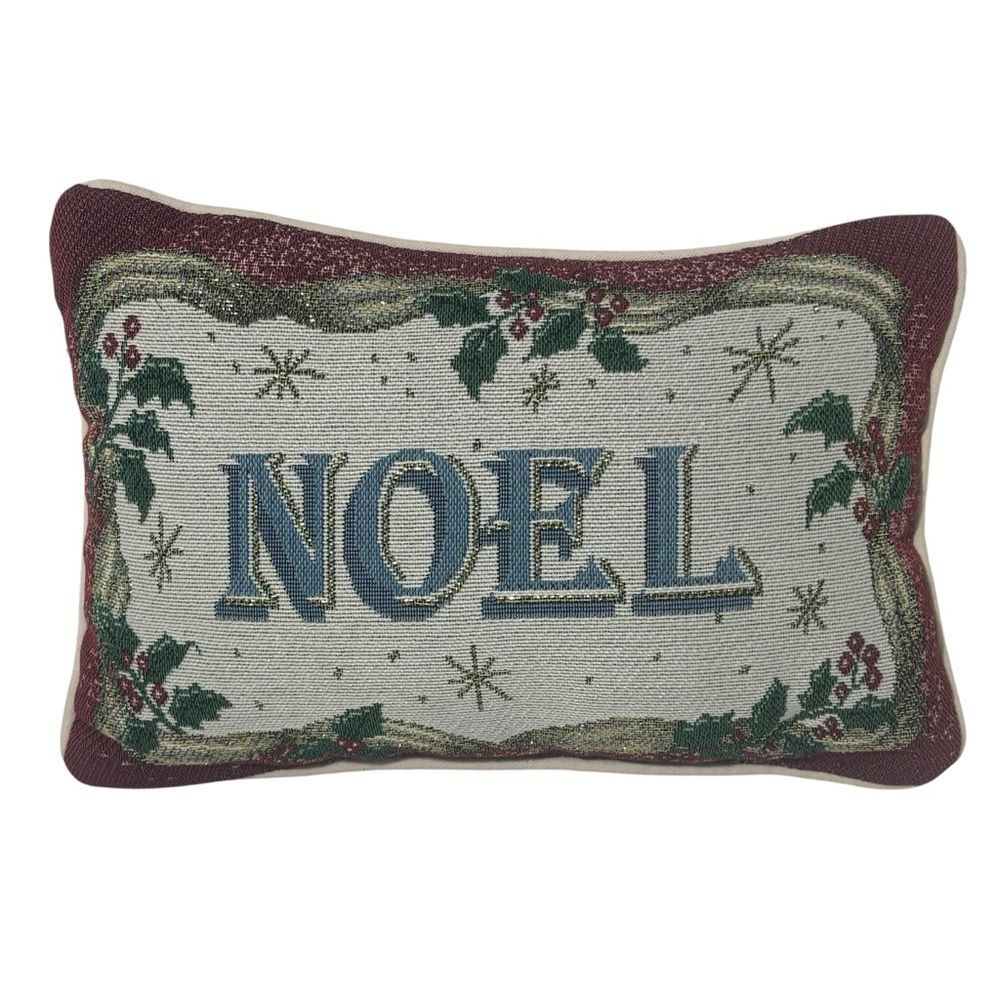 Festive Tapestry Noel Holiday Accent Pillow